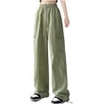 thumbnail image 1 of Owordtank Parachute Pants for Women Cargo Pants Women Baggy Drawstring High Rise Straight Leg Baggy Pants Jogger Sweatpants, 1 of 7