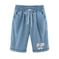 thumbnail image 1 of Owordtank Womens Cotton Linen Sweat Shorts Casual Summer Graphic Bermuda Shorts, 1 of 6