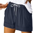 thumbnail image 1 of Owordtank Womens Solid Color Casual Board Shorts with Pockets Drawstring Loose Pull on Shorts, 1 of 5