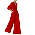thumbnail image 1 of Owordtank Womens Solid Color with Pockets Jumpsuit Casual Summer Pants, 1 of 6