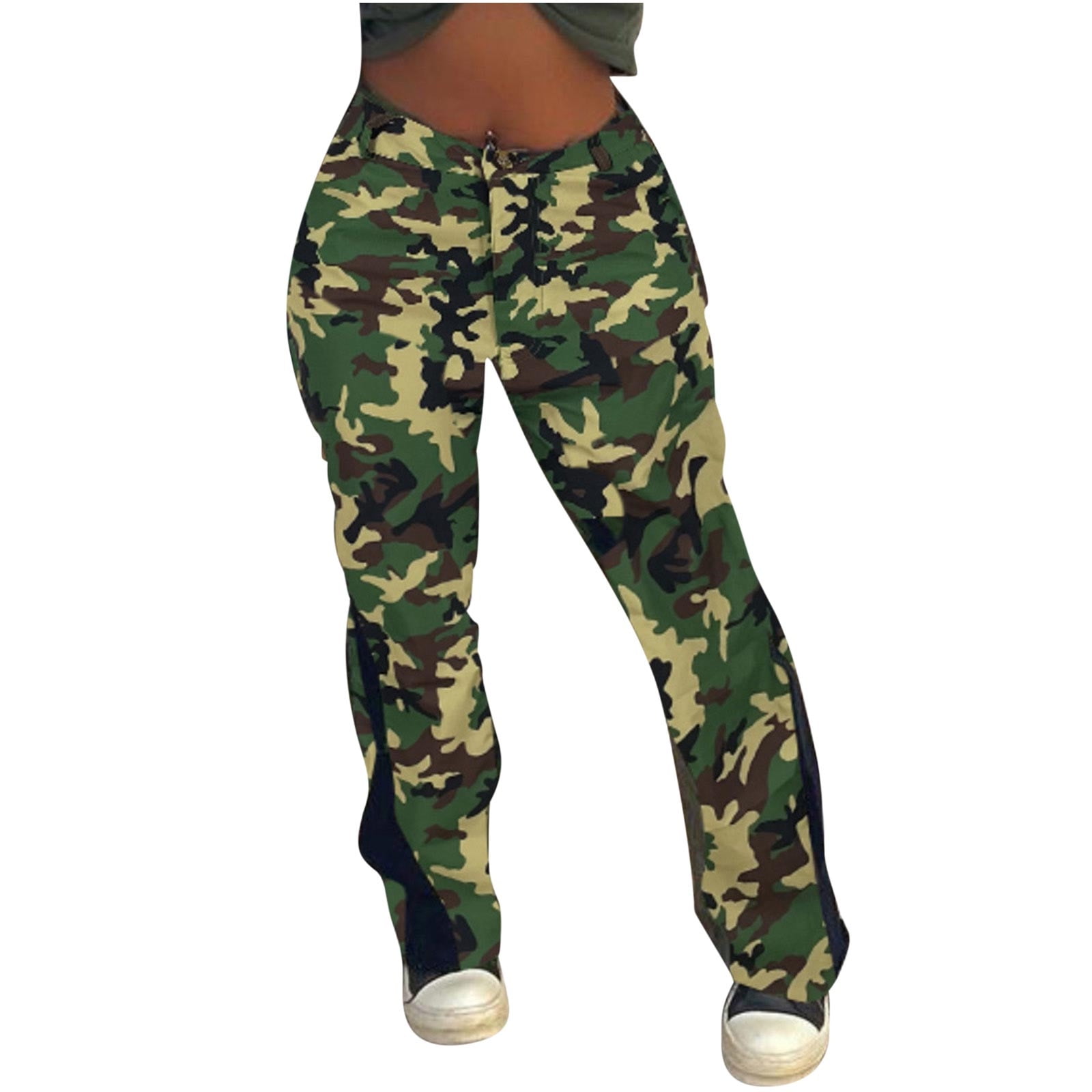 Owordtank Womens Streetwear Camo Pants with Pockets Casual Camouflage ...