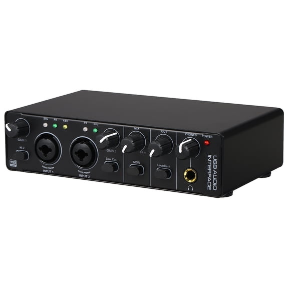 RHM 2 In 2 Out USB Audio Interface Sound Card with 48V Phantom Power ...