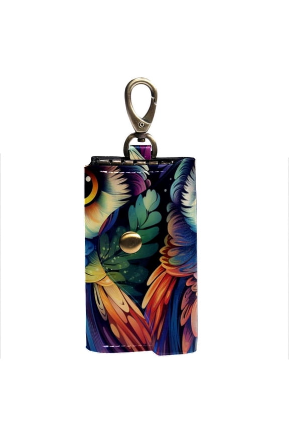 Owt Key Holder Bag Car Key Case with 6 Hooks and Side Pockets - Unisex Printed Key Holder Wallet