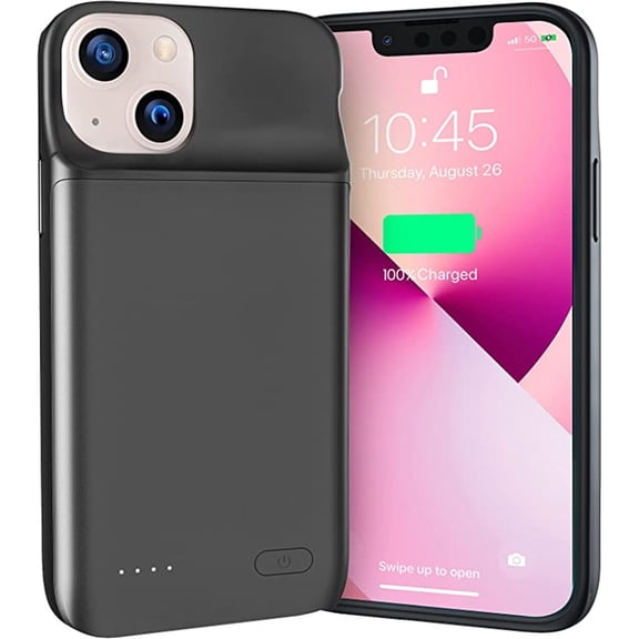 Owyfho Battery Case for iPhone 12 Mini/ 13 Mini, Ultra Slim 6800mAh Extended Rechargeable Charging Case, Backup Portable Rechargeable Protective Charger Case - Black