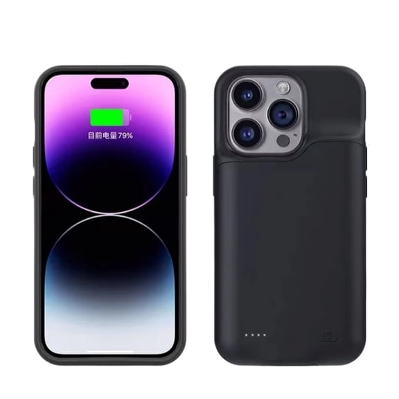 Owyfho Battery Case for iPhone 14 Pro Max , Ultra Slim 6800mAh Extended Rechargeable Charging Case, Backup Portable Rechargeable Protective Charger Case - Black