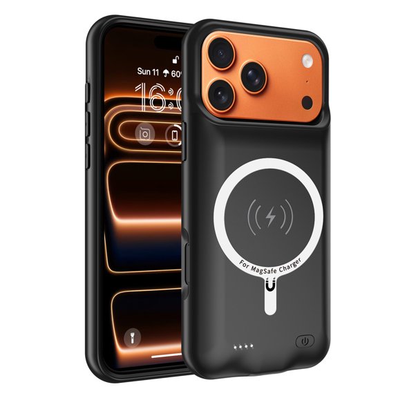 Owyfho For iPhone 17 Pro Max Battery Power Case , 6000mAh Slim Portable Rechargeable Battery Charging Case Compatible for iPhone 17 Pro Max , Extended Power Bank Case (Black)