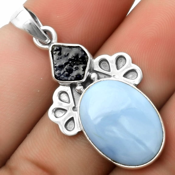 Owyhee Opal & Blue Sapphire Rough 925 Sterling Silver Pendant Jewelry P-1576 SDP117039