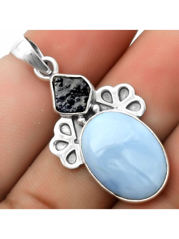 Owyhee Opal & Blue Sapphire Rough 925 Sterling Silver Pendant Jewelry P-1576 SDP117039