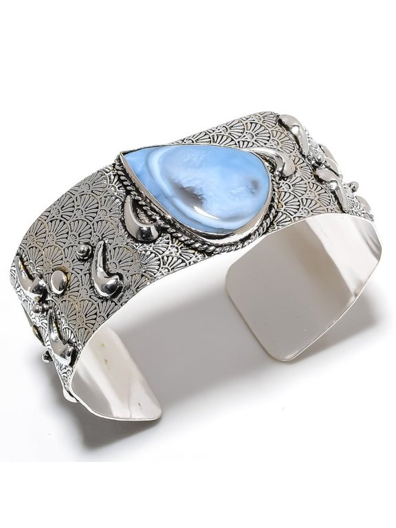 Natural Owyhee Opal Handmade 925 Sterling Silver Cuff Bangle Adjustable