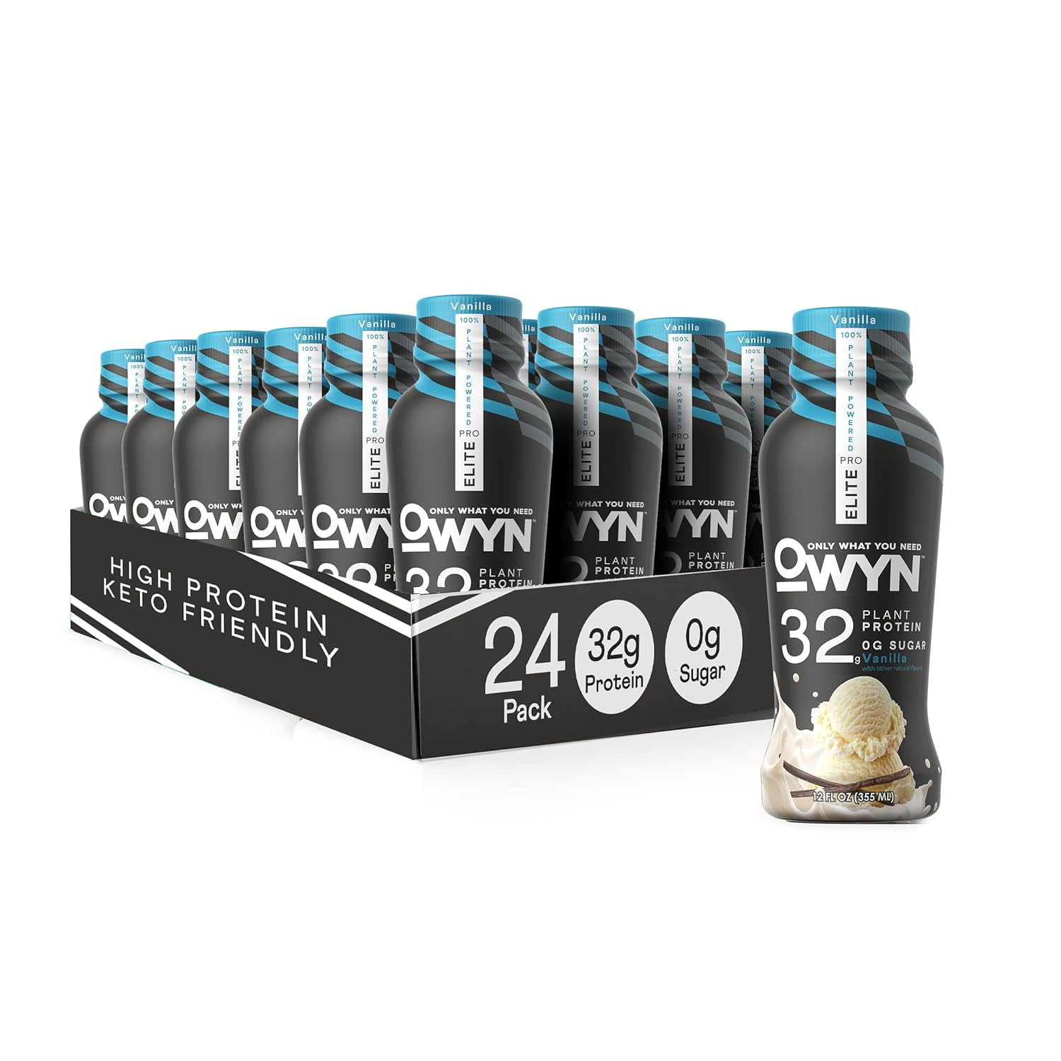 Owyn Pro Elite Vegan PlantBased High Protein Shake, 0g Net Carbs, Zero