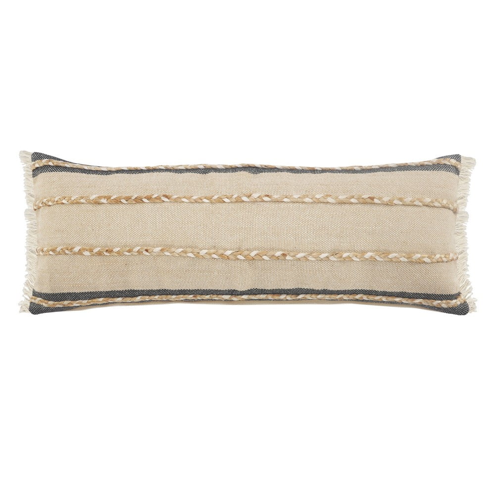 Ox Bay Daniel 14" x 36" Black/Tan Striped Jute Blend Adult Decorative Throw Pillow Cover