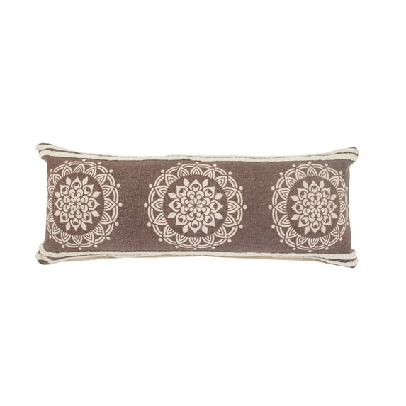 Ox Bay 14" x 36" Brown/ White Medallion Organic Cotton Pillow Cover