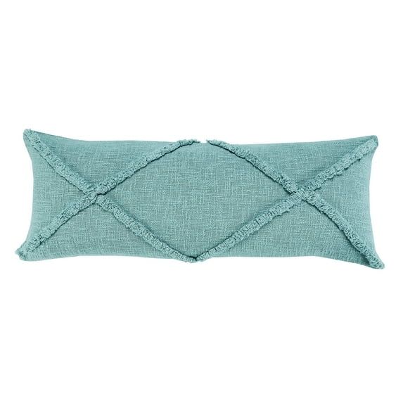 Ox Bay Sara 14" x 36" Canal Blue Shag Diamond Cotton Adult Decorative Throw Pillow Cover