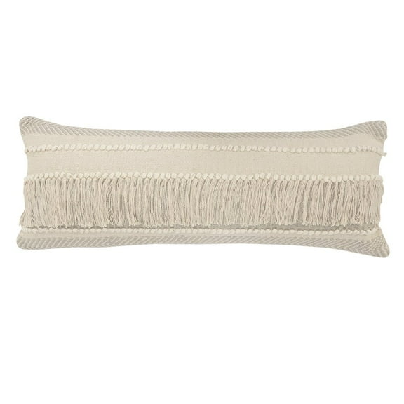 LR Home Ox Bay Hand-Woven Tan/Cream Stripe All-Natural Cotton Pillow Cover