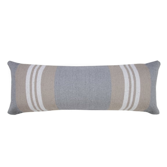 Ox Bay David 14" x 36" Beige/Gray Striped Cotton Adult Decorative Throw Pillow Cover