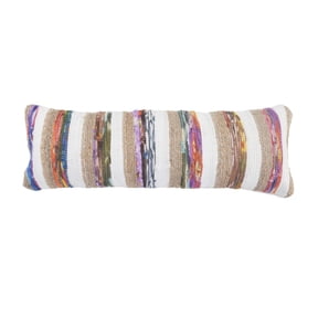 Ox Bay 14" x 36" Hand-Woven White/ Tan Geometric Cotton Blend Pillow Cover