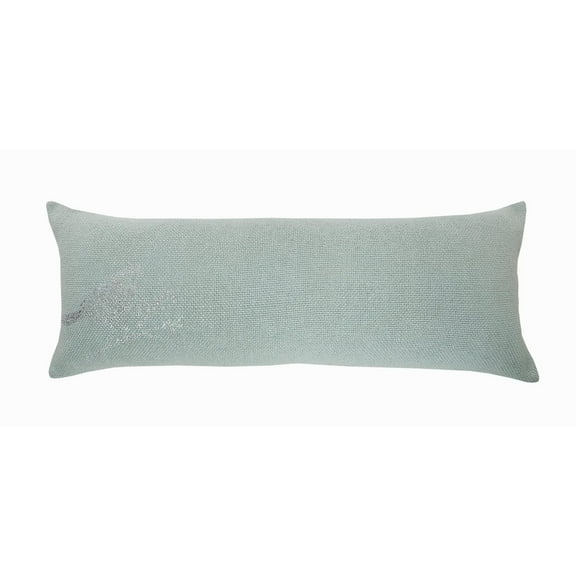 LR Home Ox Bay Hand-stitched Green/Grey Animal Resistant Polyester Pillow Cover
