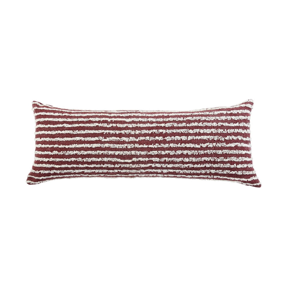 Ox Bay 14" x 36" Hand-stitched Red/ White Stripe Organic Cotton Pillow Cover