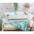 thumbnail image 1 of Laddha Home Designs Hand Stitched Striped Cotton Lumbar Pillow Cover - 36" - White and Blue, 1 of 8