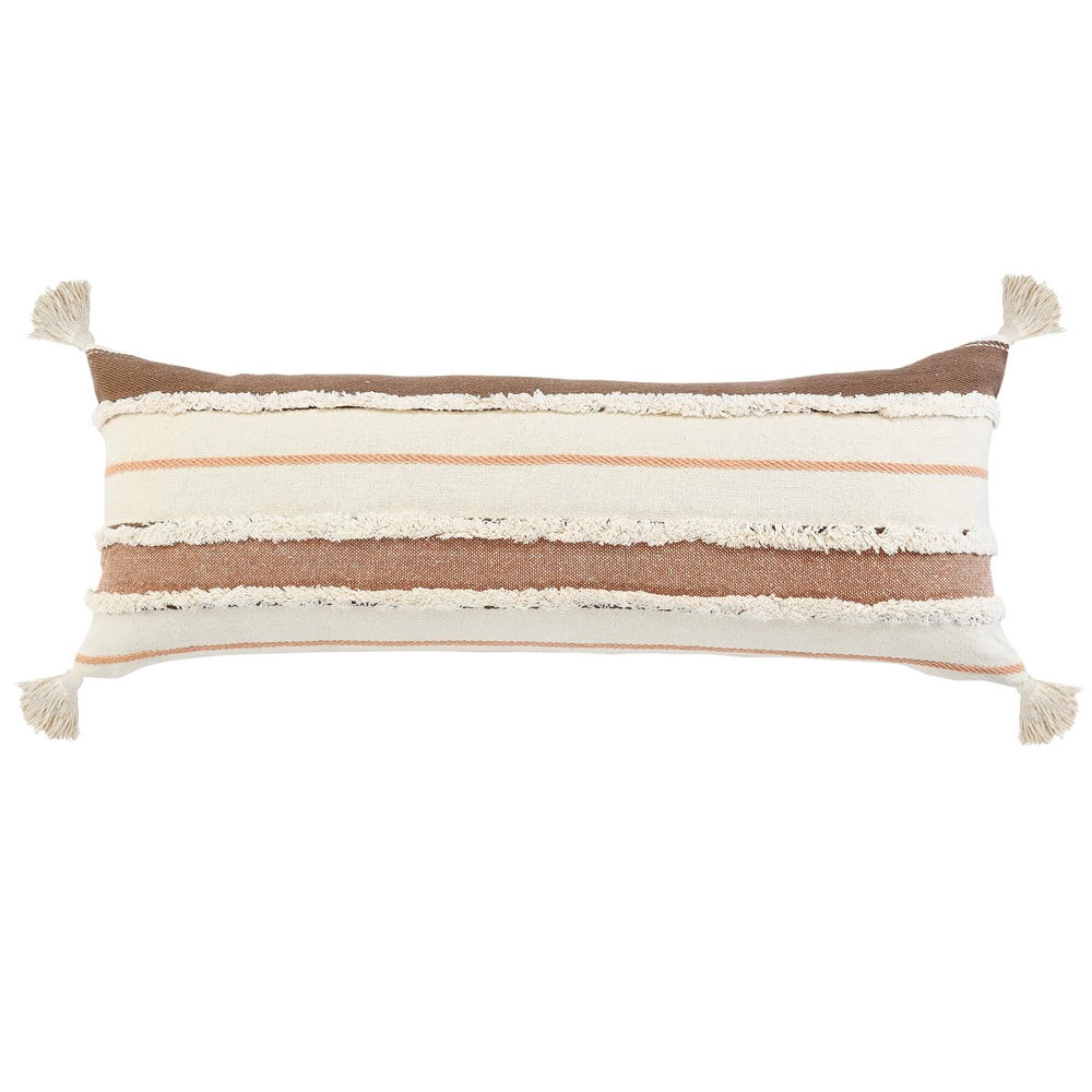Harlow Hill Hand-stitched White/Brown Stripe All-Natural Cotton Pillow Cover
