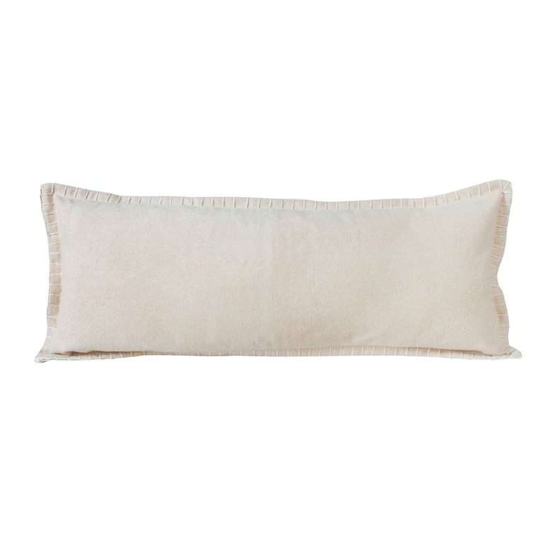 White 36x16 Laundered Linen Decorative Throw Pillow with Feather