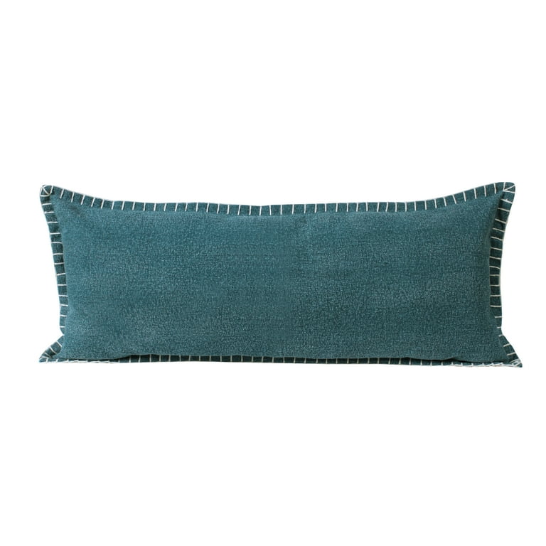 Ox Bay 14 x 36 Modern Farmhouse Emerald Green White Multi color Bordered Embroidered Cotton Decorative Lumbar Pillow Zipper Walmart