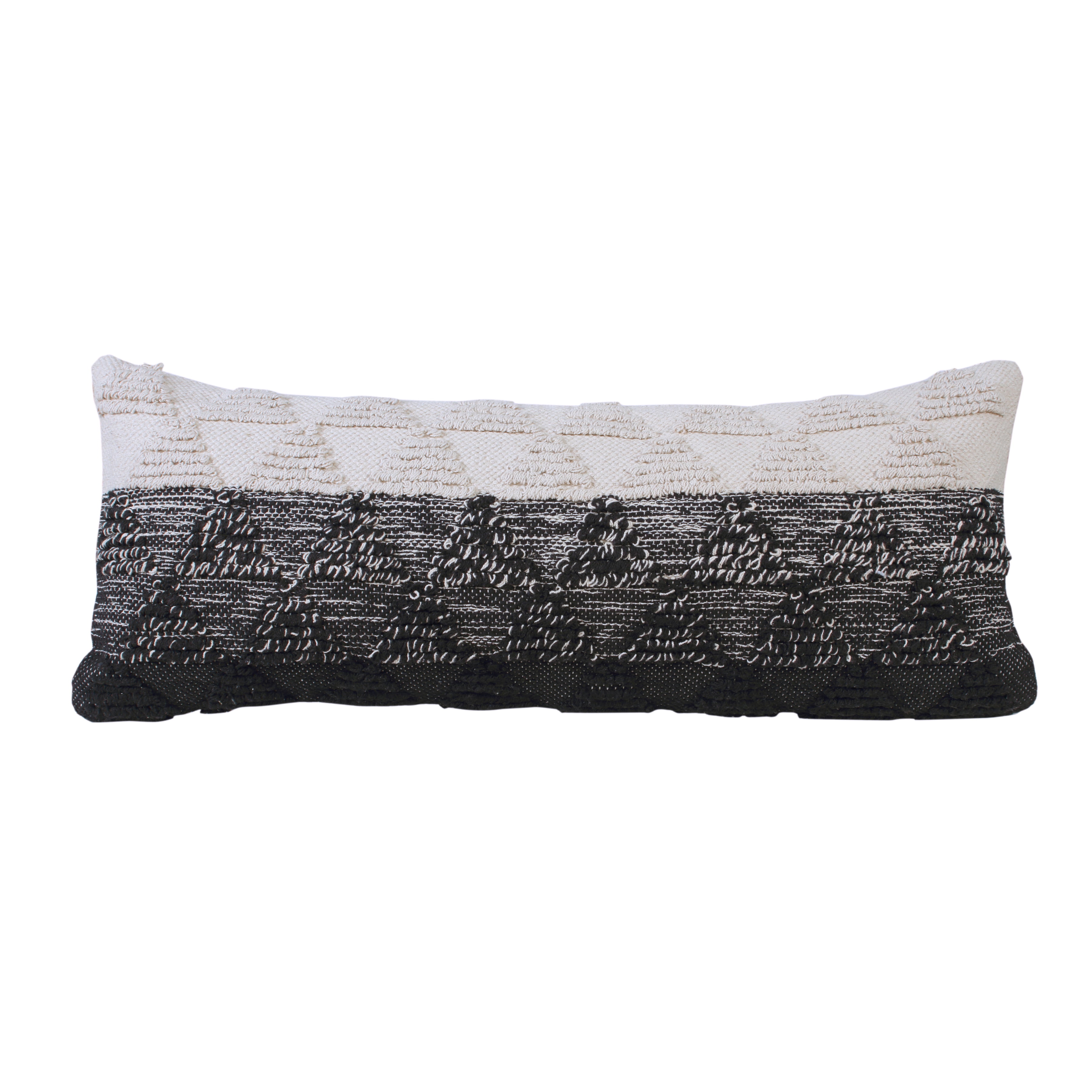 Ox Bay Miles 14" x 36" Black/Ivory Geometric Color Block Cotton Adult Decorative Throw Pillow