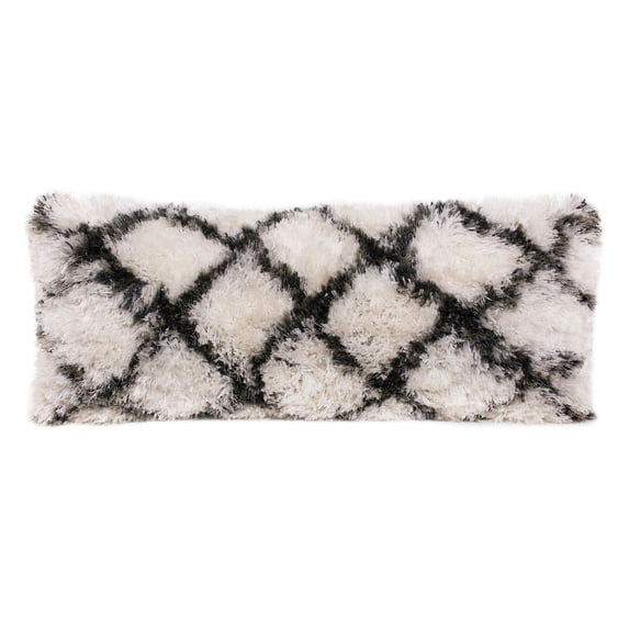 LR Home Soft Shag Diamond Criss Cross Lumbar Throw Pillow