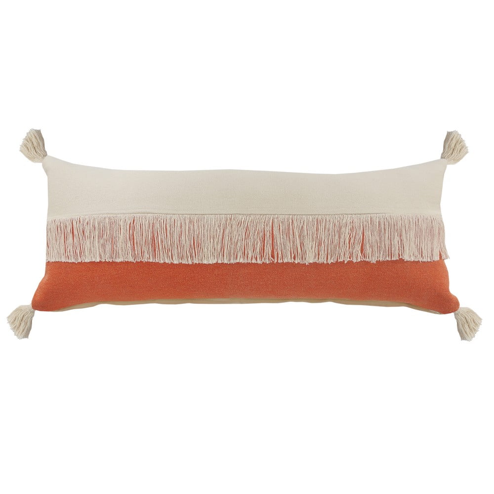 Ox Bay 14" x 36" Orange/ White Color Block Organic Cotton Pillow Cover