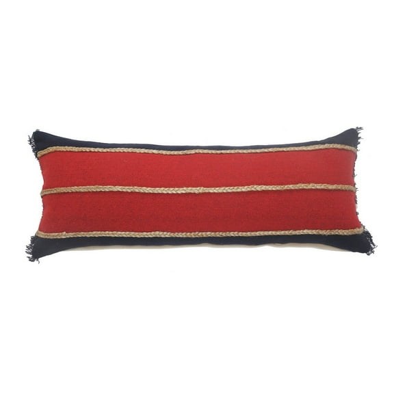 Ox Bay 14" x 36" Red/ Navy Stripe Cotton Blend Pillow Cover