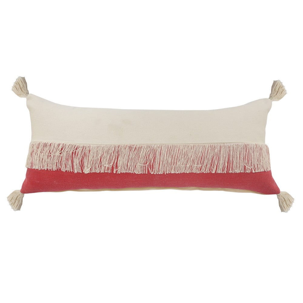 Ox Bay 14" x 36" Red/ White Color Block Organic Cotton Pillow Cover