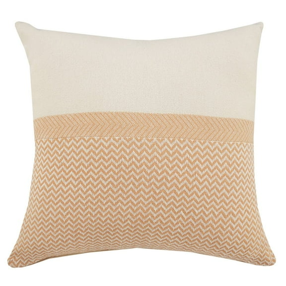 LR Home Ox Bay Cream/Orange Chevron All-Natural Cotton Pillow Cover