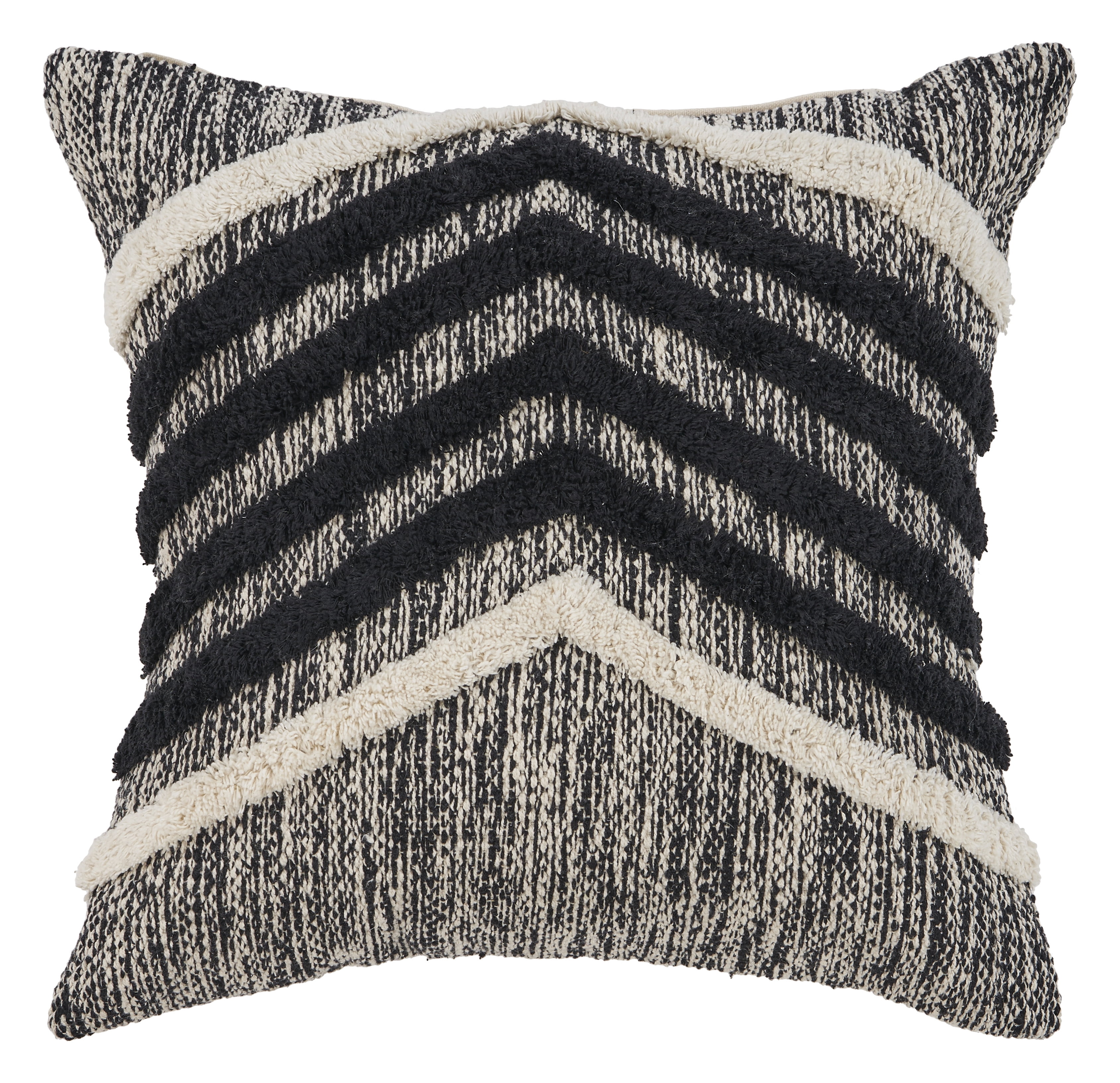 Harlow Hill Black/Ivory Distressed Modern Cotton Throw Pillow Cover, 18" x 18"