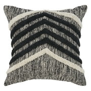 Ox Bay Faith 18" x 18" Black/Ivory Chevron Shag Cotton Adult Decorative Throw Pillow Cover