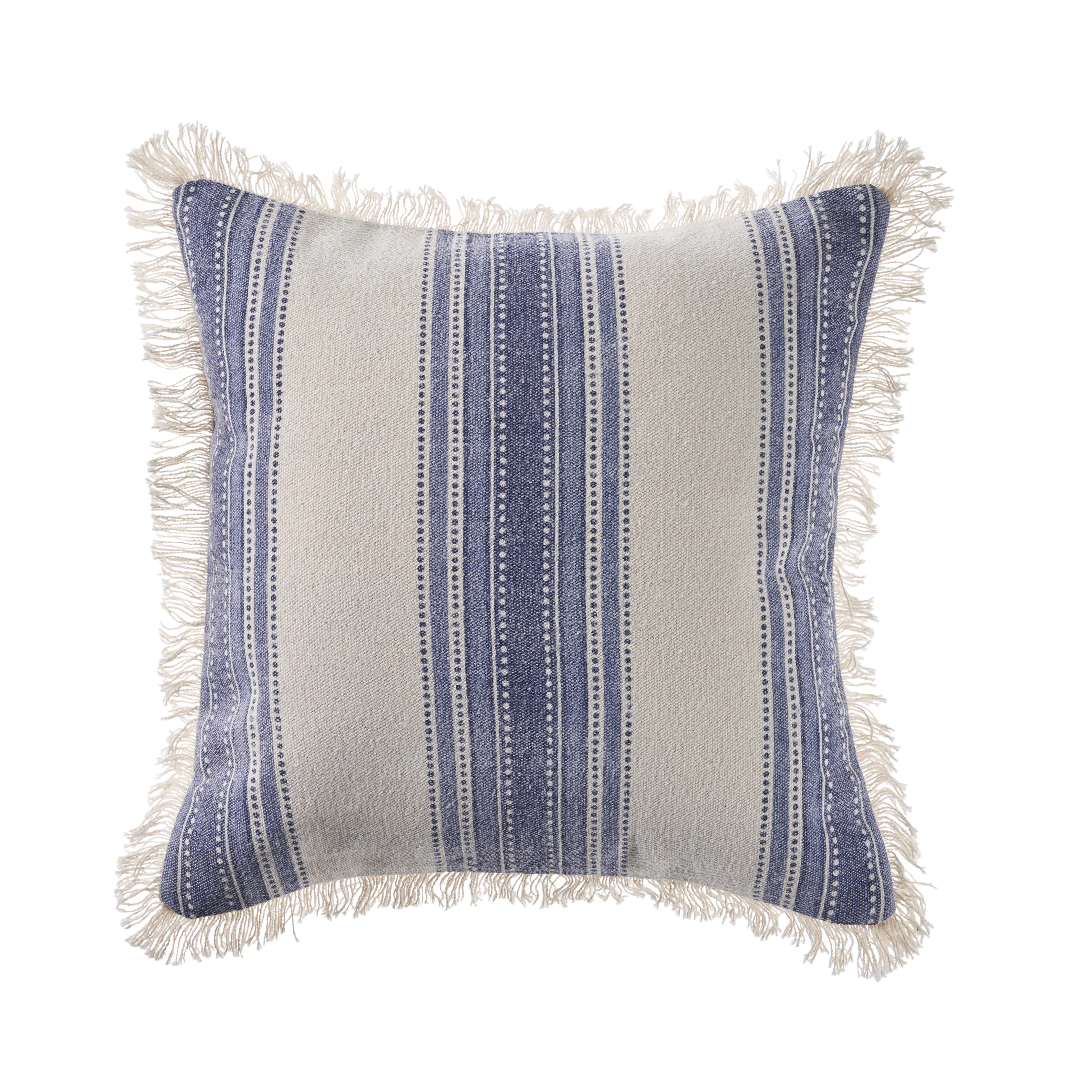 Hand-Woven Blue and White Organic Cotton Stripe Throw Pillow