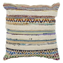 Ox Bay Nomad 18" x 18" Ivory/Rainbow Chevron Striped Cotton Adult Decorative Throw Pillow Cover