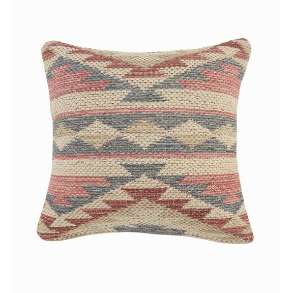 LR Home Ox Bay Hand-stitched Pink/Gray Geometric All-Natural Cotton Pillow Cover