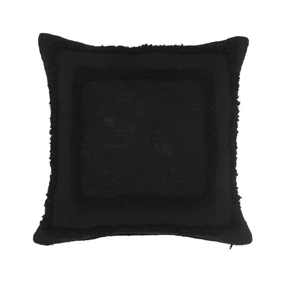 LR Home Ox Bay Black Bordered All-Natural Cotton Pillow Cover