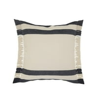 LR Home Ox Bay Blue/White Stripe All-Natural Cotton Pillow Cover