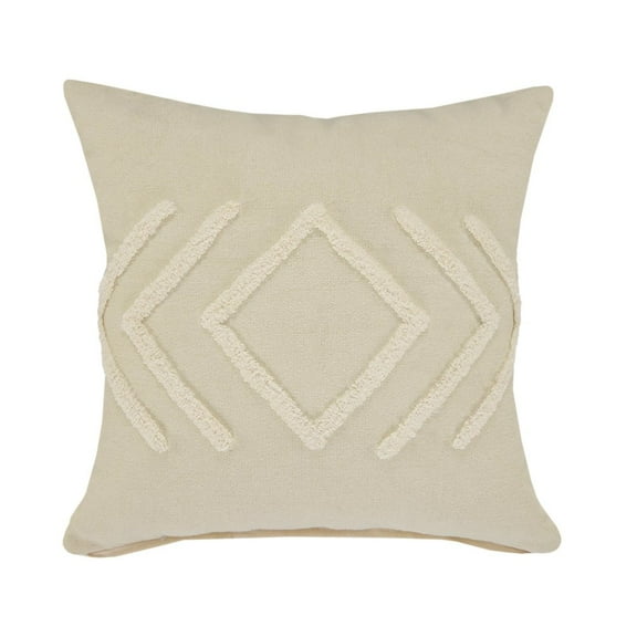 LR Home Ox Bay Cream/Beige Tribal All-Natural Cotton Pillow Cover