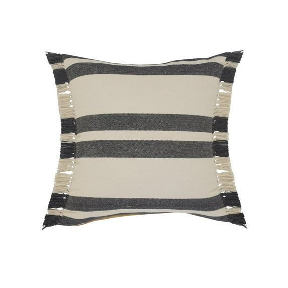 LR Home Ox Bay Gray/White Stripe All-Natural Cotton Pillow Cover