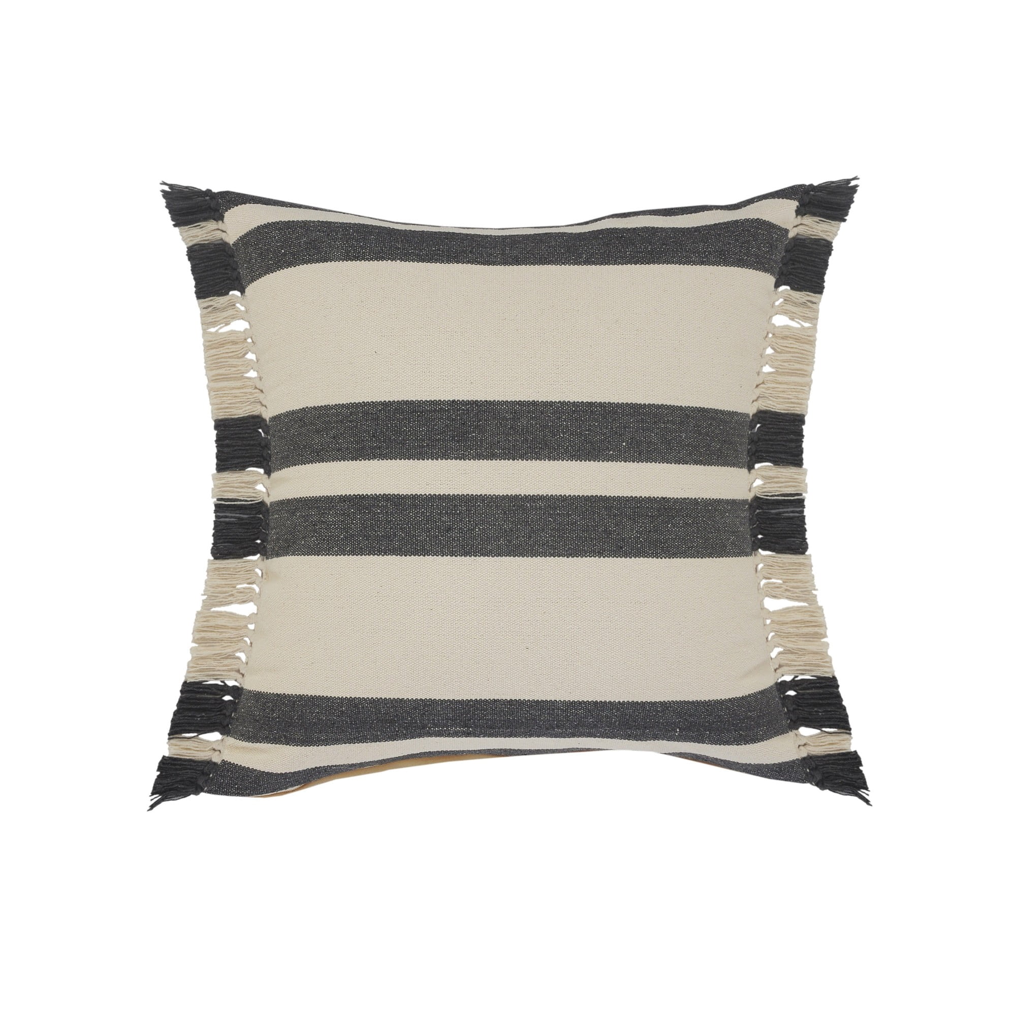 Laddha Home Designs Striped Loomed Square Cotton Throw Pillow Cover - 20" - Gray and White