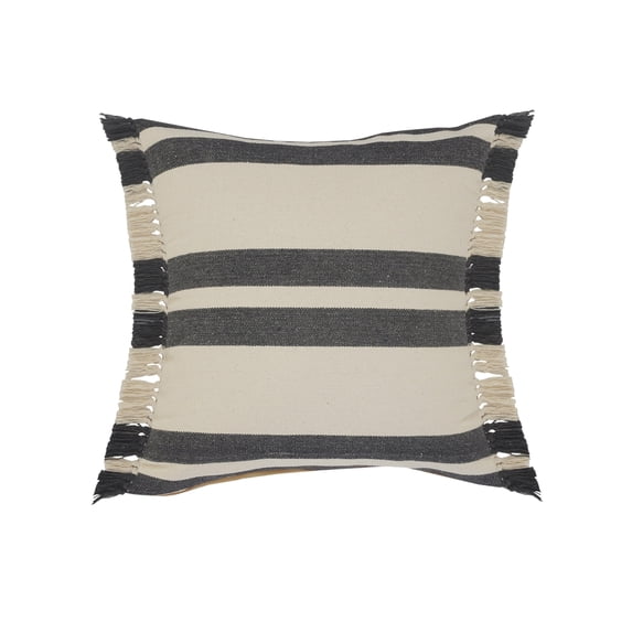 Laddha Home Designs Striped Loomed Square Cotton Throw Pillow Cover - 20" - Gray and White
