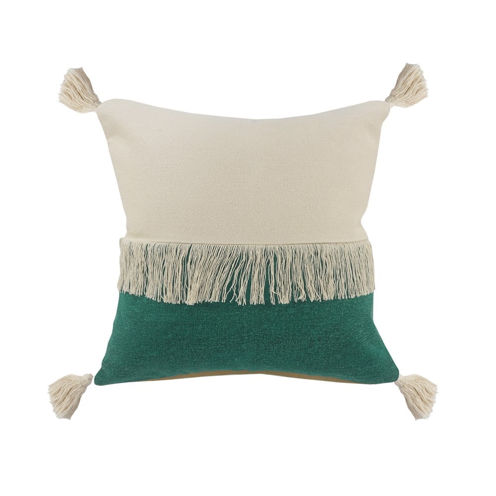 Ox Bay 20" x 20" Green/ White Color Block Organic Cotton Pillow Cover