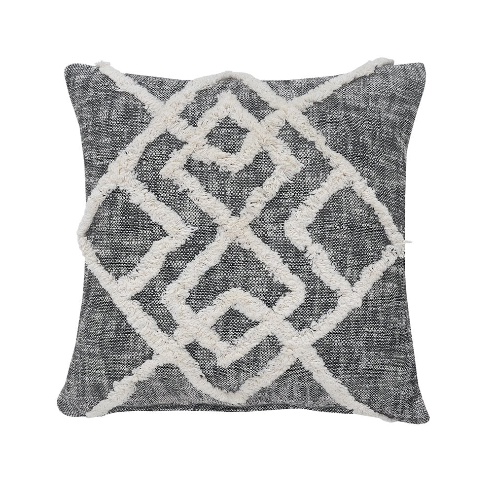 Harlow Hill Black/Cream Geometric Moroccan/Global Cotton Throw Pillow Cover, 20" x 20"