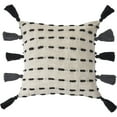 thumbnail image 1 of Ox Bay Elianna Black/Cream Striped with Tassels Cotton Blend Adult Decorative Throw Pillow Cover, 1 of 6