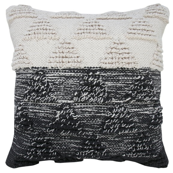 Ox Bay 20" x 20" Hand-Woven Black/ White Geometric Organic Cotton Pillow Cover