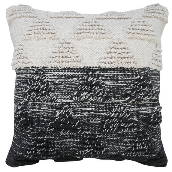Ox Bay 20" x 20" Hand-Woven Black/ White Geometric Organic Cotton Pillow Cover