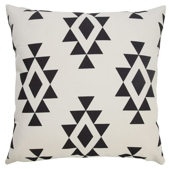 LR Home Ox Bay Hand-Woven Black/White Geometric Recycled P.E.T Yarn Pillow Cover