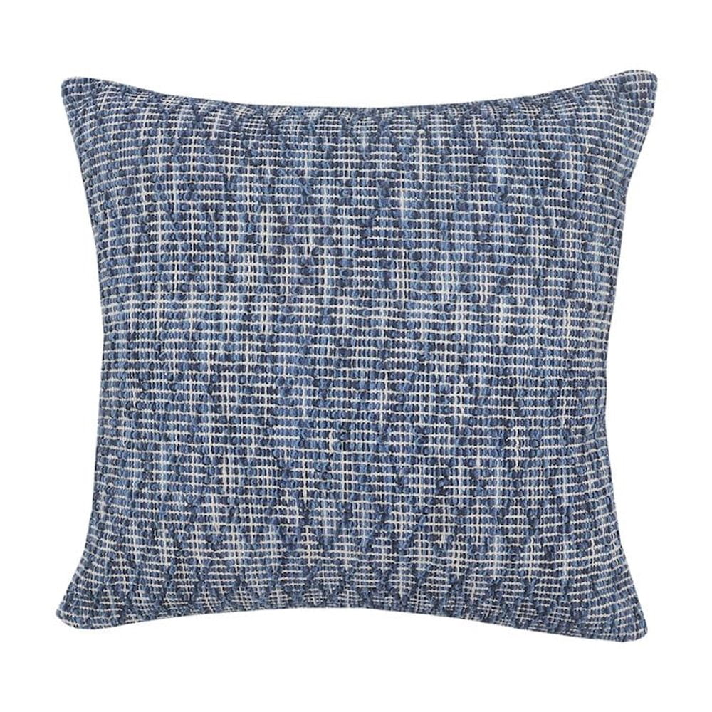 LR Home Ox Bay Hand-Woven Blue Diamond All-Natural Cotton Pillow Cover